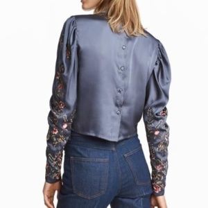 NWT Embroidered Floral Silk Top